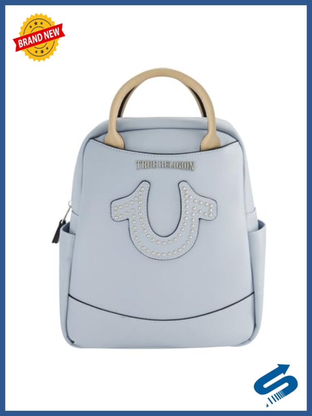 True Religion Mini Backpack Studded Horseshoe Small Travel Bag Purse for Women